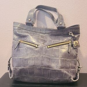 Gray Crocodile-Embossed Tote Bag By Dooney & BOURKE